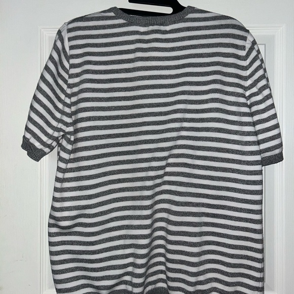 Cathy Daniels Short Sleeve Gray & White Striped short sleeve sweater size 1x - Picture 4 of 4